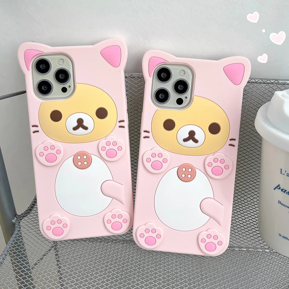 3D Cartoon Kawaii Rilakkuma Bear Soft Silicon Case For iPhone 17 16 15 14 13 12 Mini 11 Pro X XS Max XR 6 6S 7 8 Plus SE Cover by Smarsty