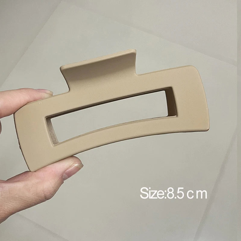 Korean Coffee Beige Acrylic Geometric Hair Claw Clip Large - Smarsty