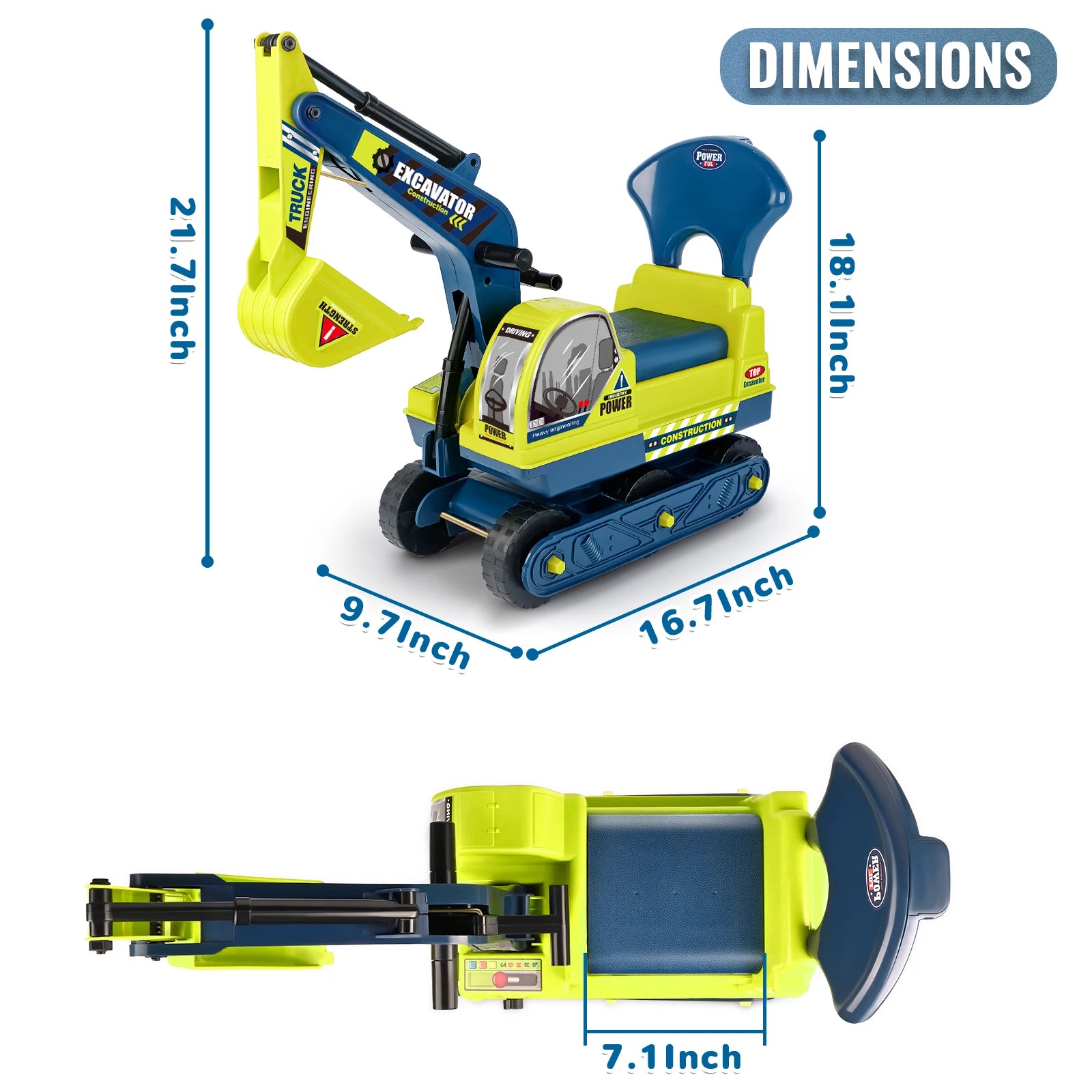 Large Ride-On Construction Toy Vehicle - Manual Drive Version, the perfect Christmas gift for children aged 3 and above