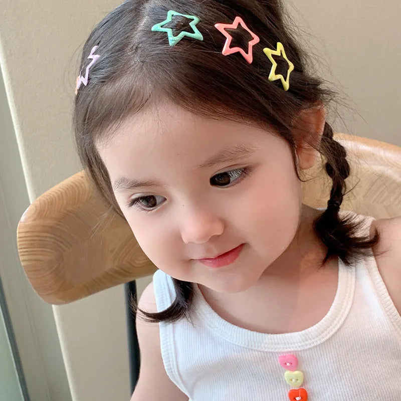 Cute Colorful Star Hair Clips Set for Girls - Smarsty