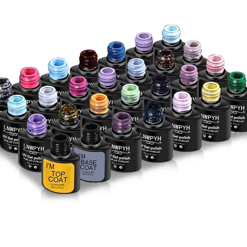 LNWPYH 26 Color Gel Nail Polish Set with Base and Top Coat - Smarsty
