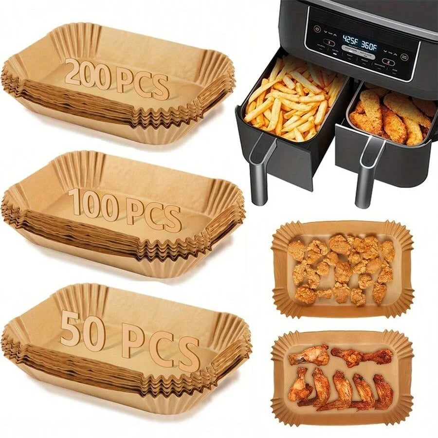 Air Fryer Paper Liners Disposable Oil-Proof Waterproof Baking Paper Round Square And Rectangle Parchment Kitchen Party Supplies - Smarsty