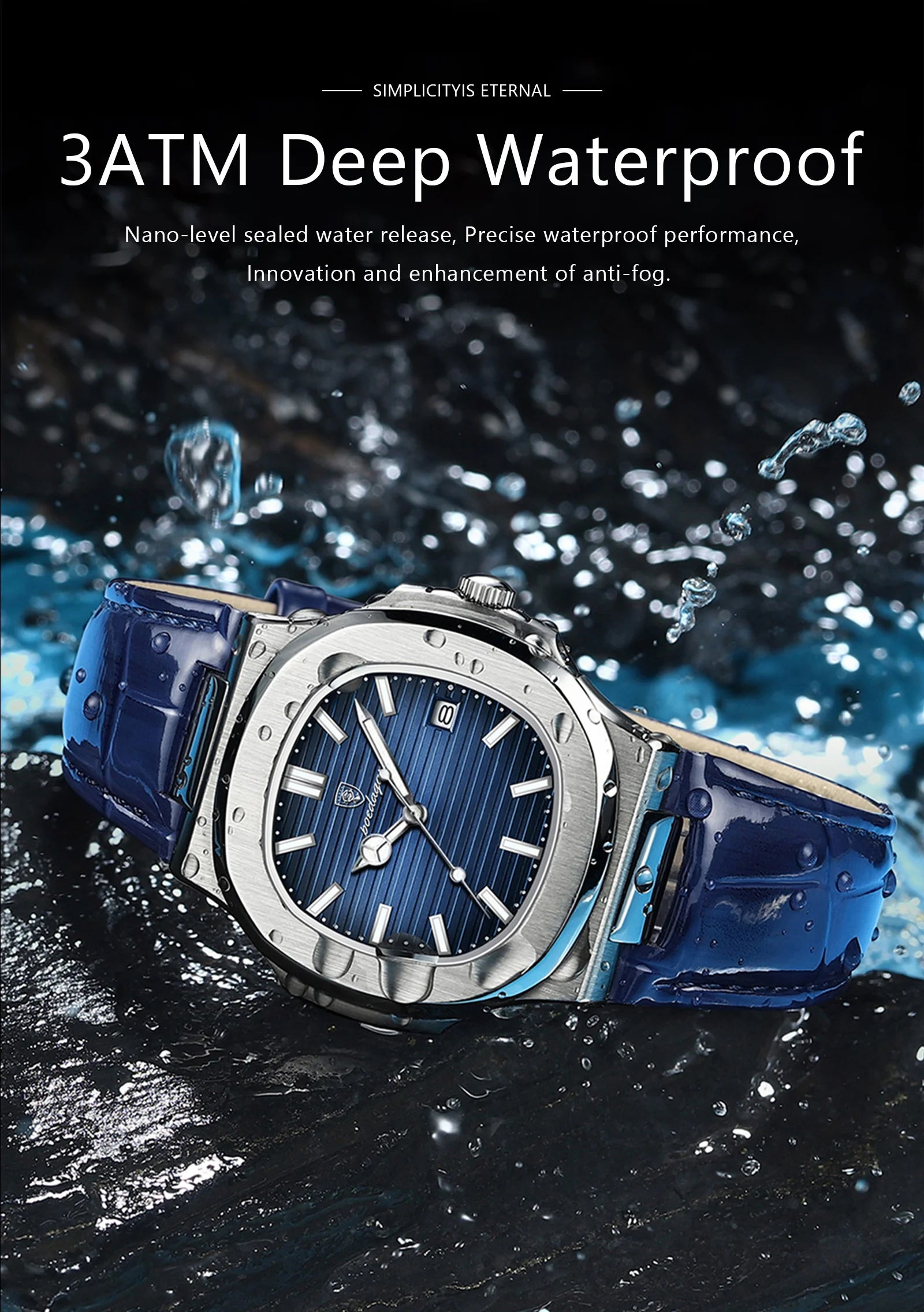 Luxury Waterproof Square Men's Quartz Watch with Luminous Dial - Smarsty