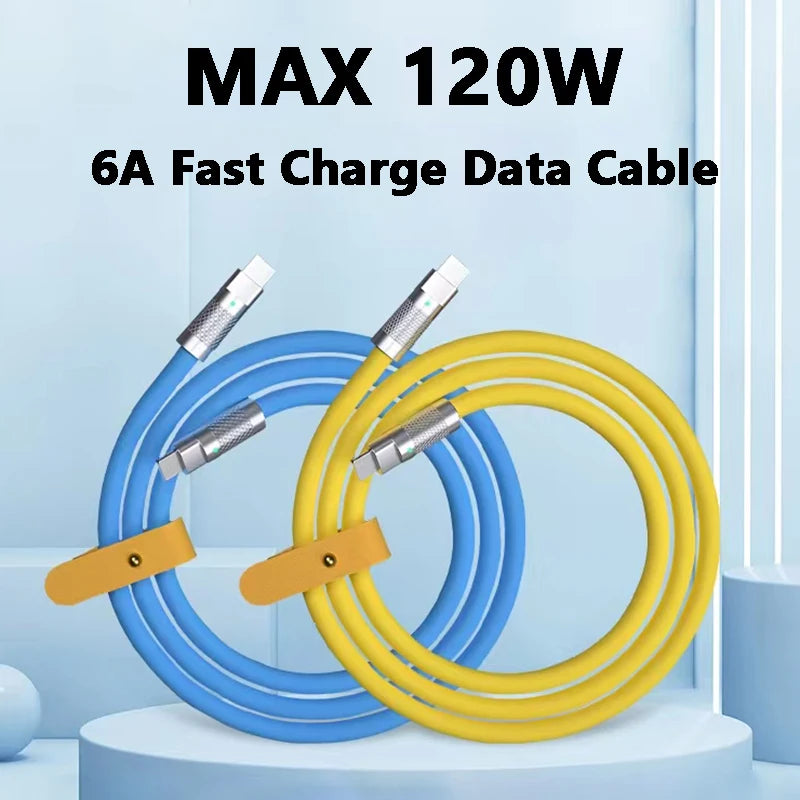 120w 6a Super Fast Charge PD Type C Liquid Silicone Cable Quick Charge 1M 2M Usb Cable Usb C to C Charger Cable - Smarsty