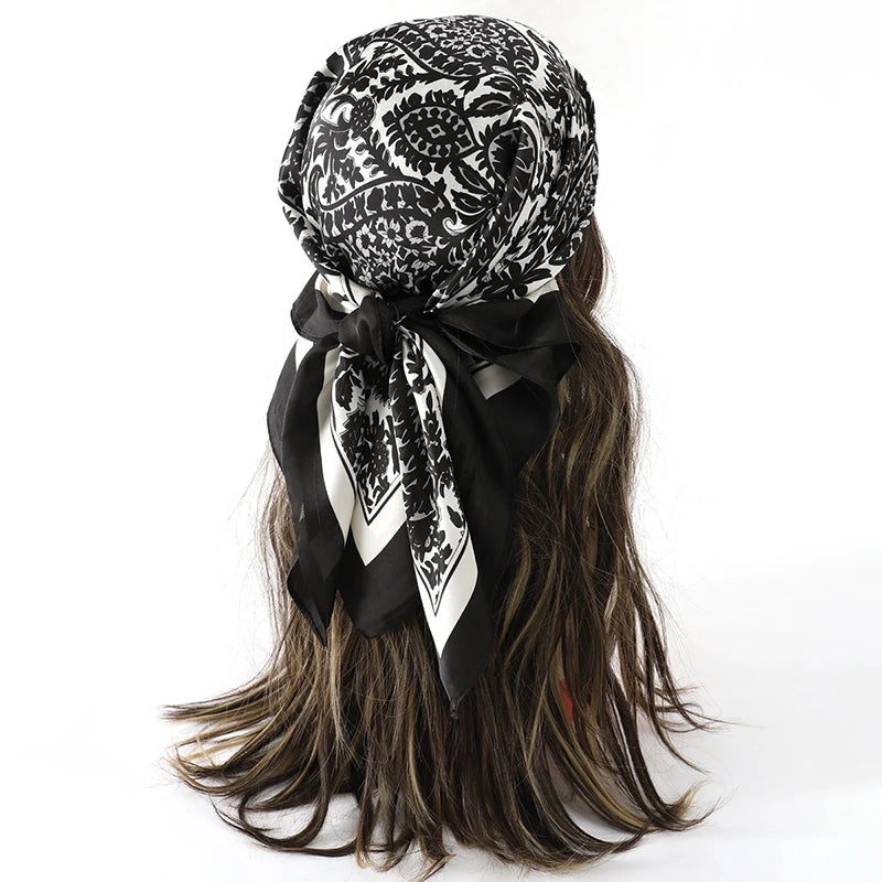 Bohemian Floral Print Silk Scarf for Women Sun Protection - Smarsty