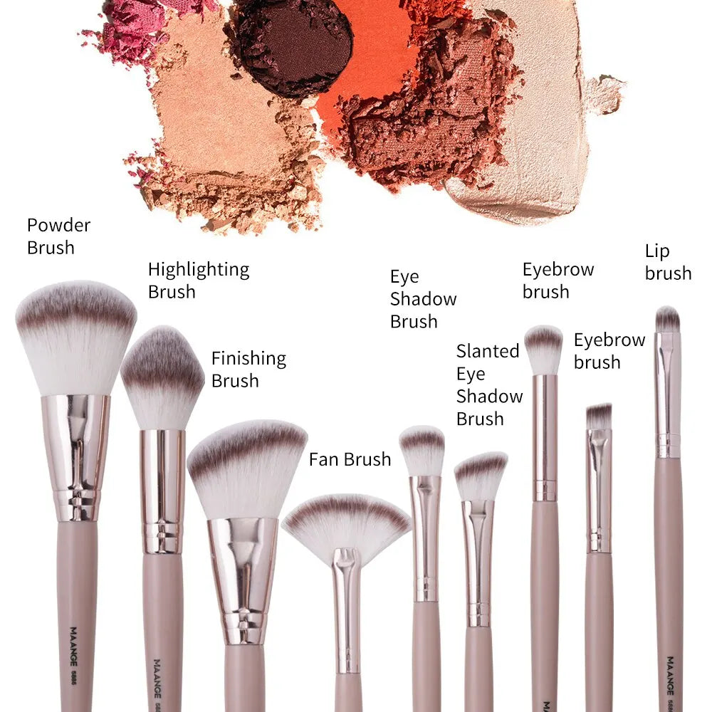 Maange 9 Piece Makeup Brush Set for Flawless Application - Smarsty