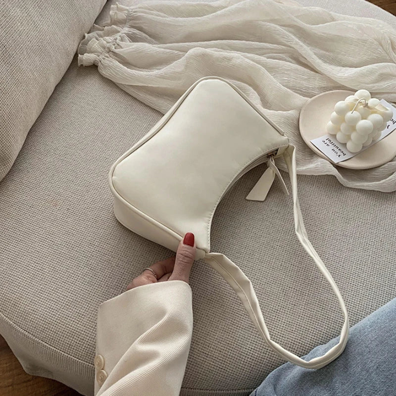 Retro Forearm Bag For Women PU Leather Bow Shoulder Handbag - Smarsty