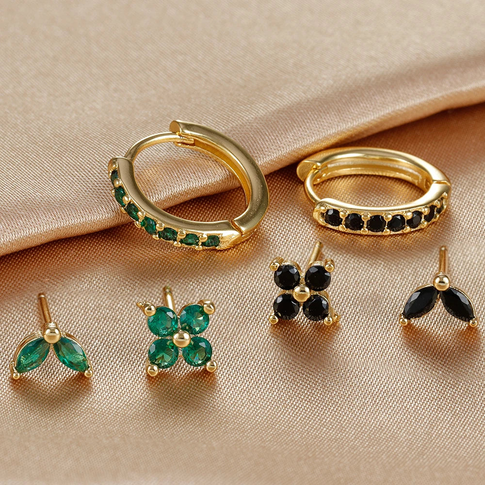 Gold Color Stainless Steel Hoop Earrings Set for Women - Smarsty