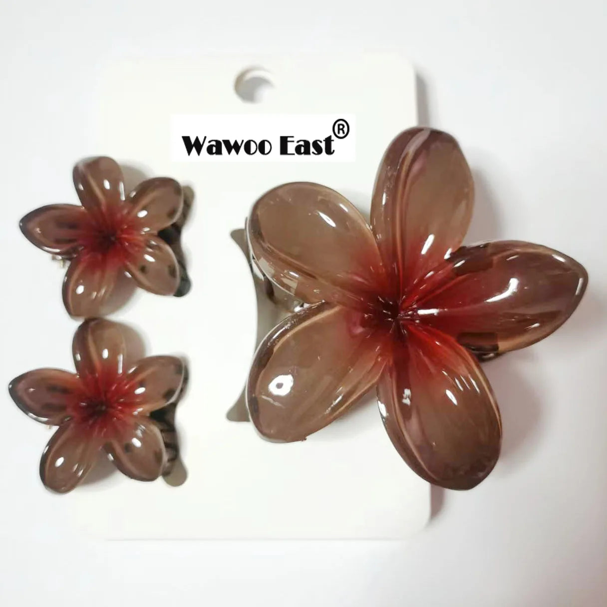 Pack Of 3 Flower Claw Clips Beach Summer Hair Accessories - Smarsty