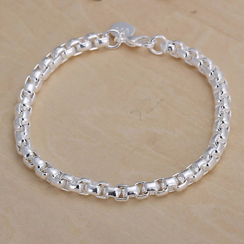 Sterling Silver Square Chain Bracelet Unisex Gift - Smarsty