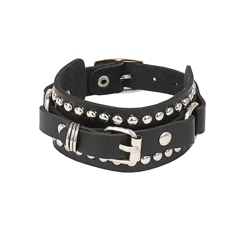 Punk Hip Hop Leather Skull Bracelet for Unisex Fashion - Smarsty