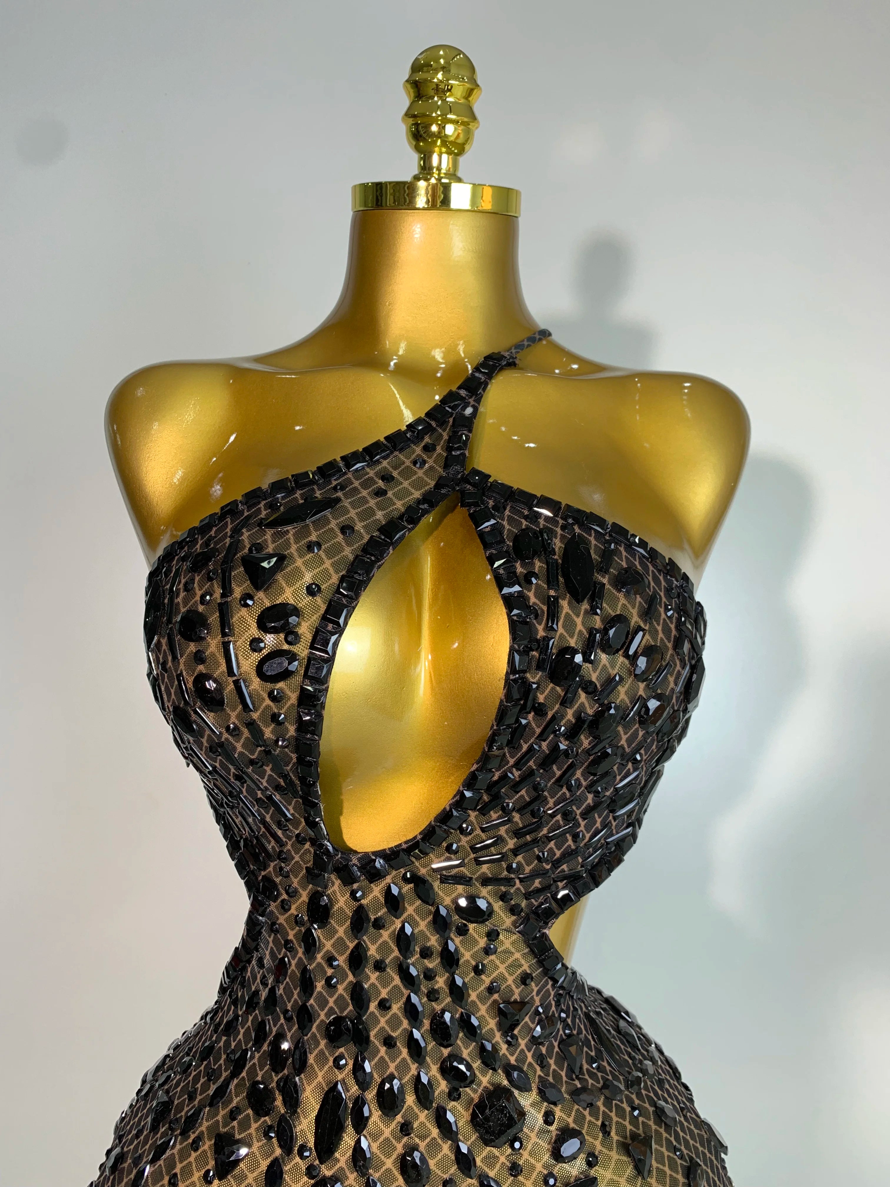 Sexy Sparkly Diamond Backless Short Dress 2025 Women Sleeveless Mesh See Through Evening Birthday Gown Singer Stage Outfit - Smarsty