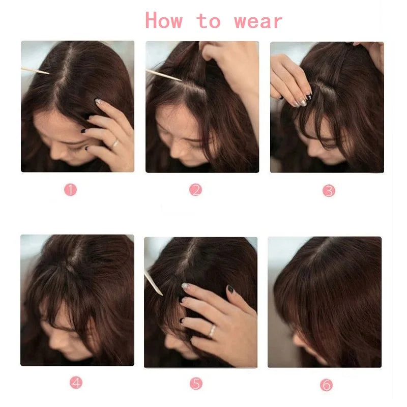 Synthetic Fake Invisible Air Bangs Hair Extension Front Fringes Hairpiece Black Brown Hair Accessories for Women - Smarsty
