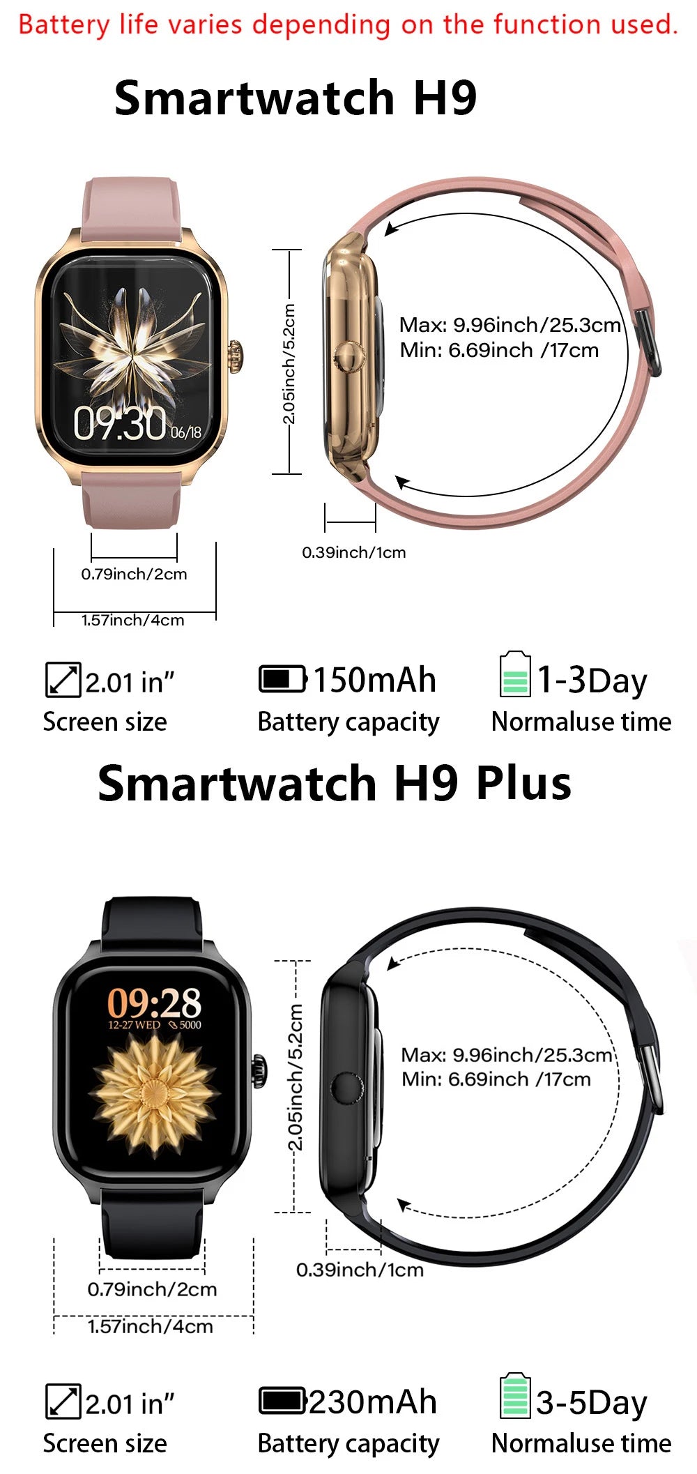 H9 Smart Watch with HD Display and Fitness Tracking - Smarsty