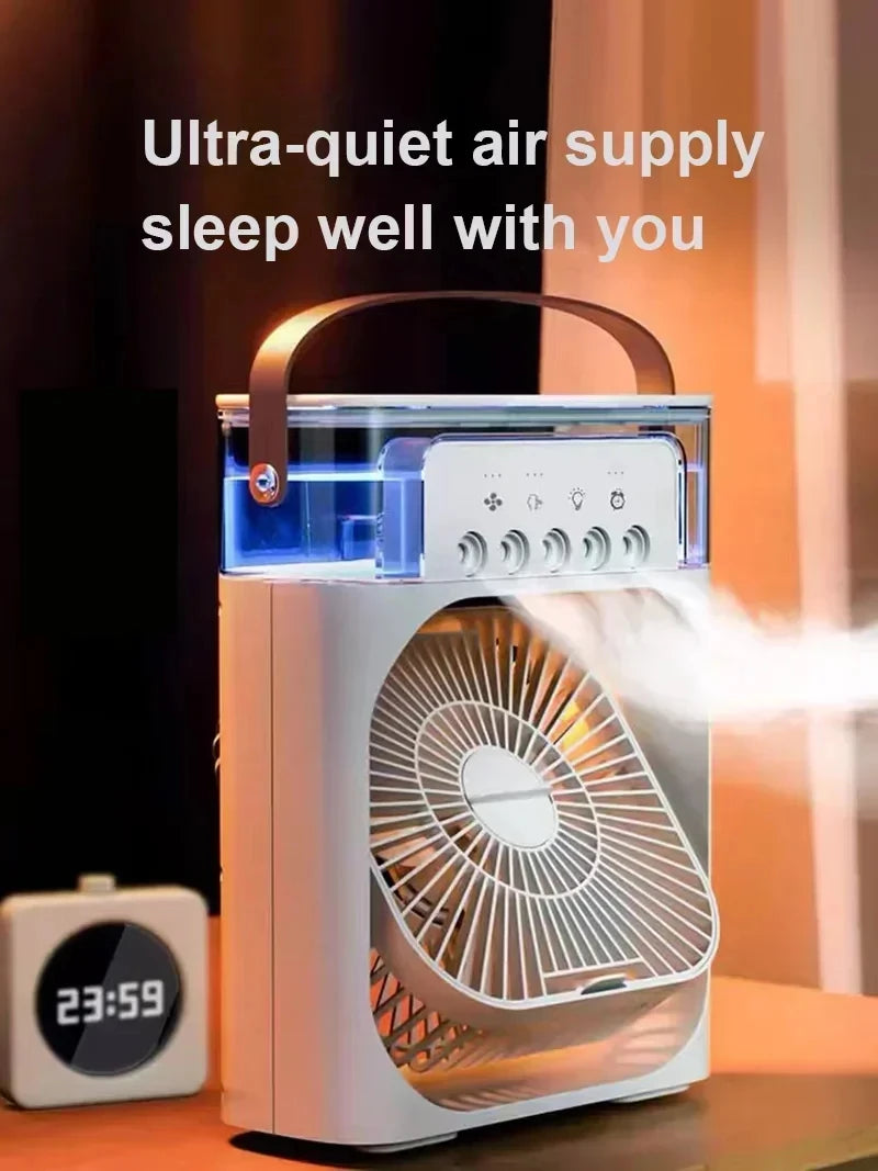 New 3 In 1 Fan AIr Conditioner Household Mini Air Cooler LED Night Light Portable Humidifier Air Adjustment Fan Office Home Fan - Smarsty