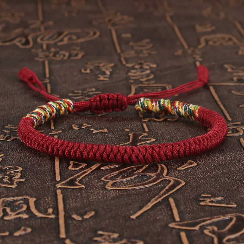 Tibetan Buddhist Lucky Bracelet Adjustable Red Thread Braid - Smarsty