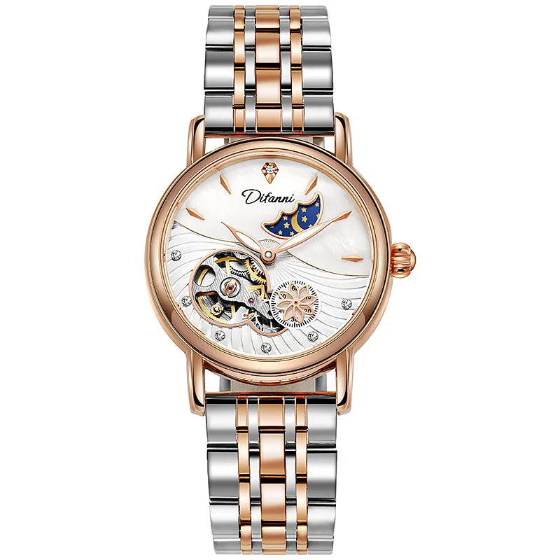 Luxury Automatic Mechanical Watch for Women with Moon Phase - Smarsty