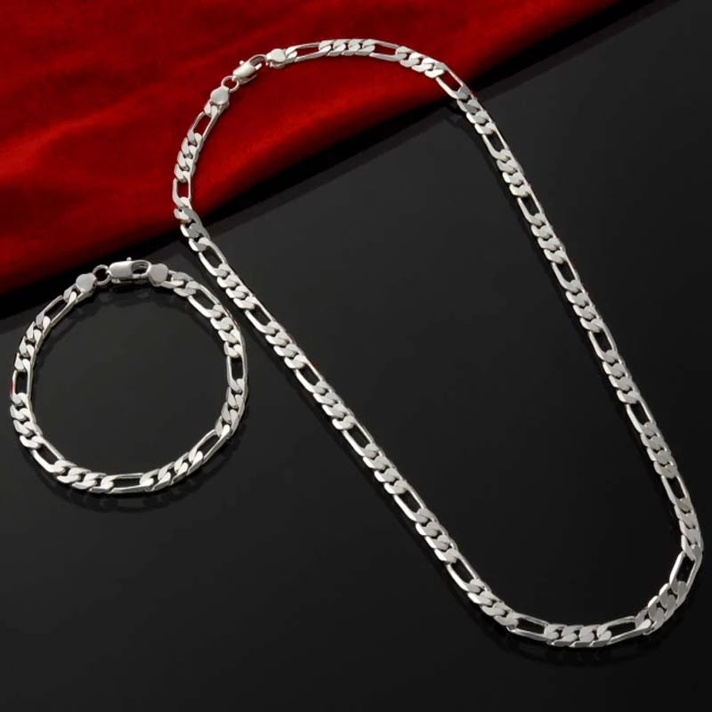 925 Sterling Silver Chain Jewelry Set for Men and Women - Smarsty