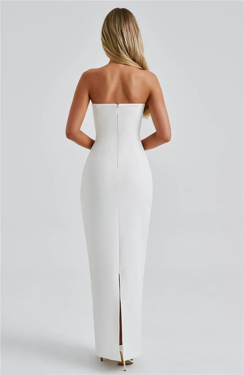 Mozision Scarf Collar Strapless Sexy Maxi Dress For Women Fashion Off-shoulder Backless Bodycon Club Party Long Dress Elegant - Smarsty