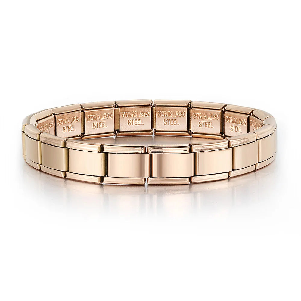 Gemosa Italian Stainless Steel Charm Bracelet Elastic Link Chain - Smarsty
