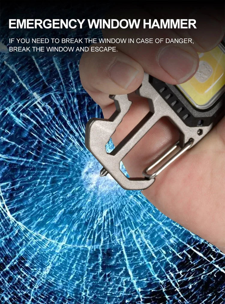 COB Keychain Work Light with Battery Display 8Mode Rechargeable High Lumens Portable LED Light for Camping Hiking Running by Smarsty