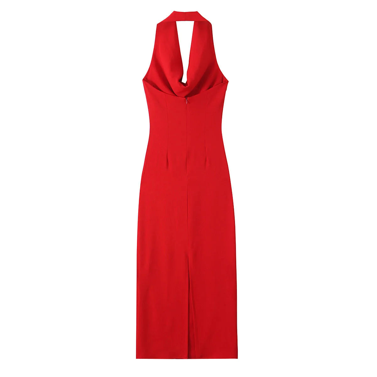 European And American Style Foreign Trade Women's Clothing New Style Temperament Draped Halter Neck Midi Dress