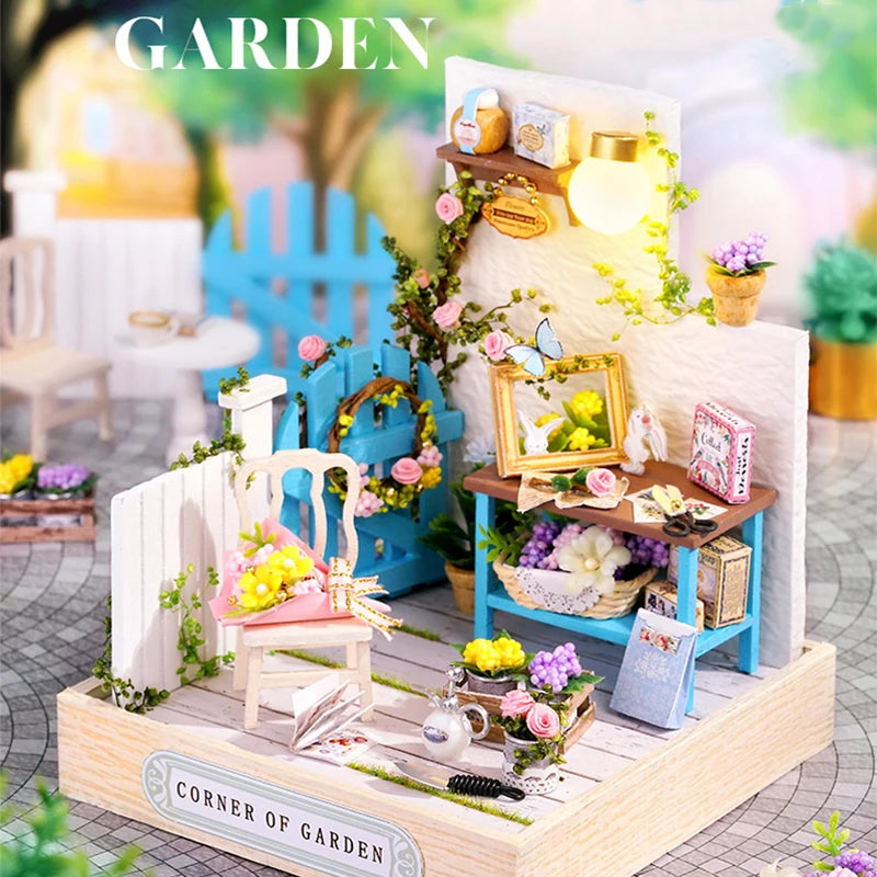 Wooden Mini Miniature Doll House DIY Small House Kit 3D Puzzle Building Assembly House Furniture Toy Children's Birthday Gifts