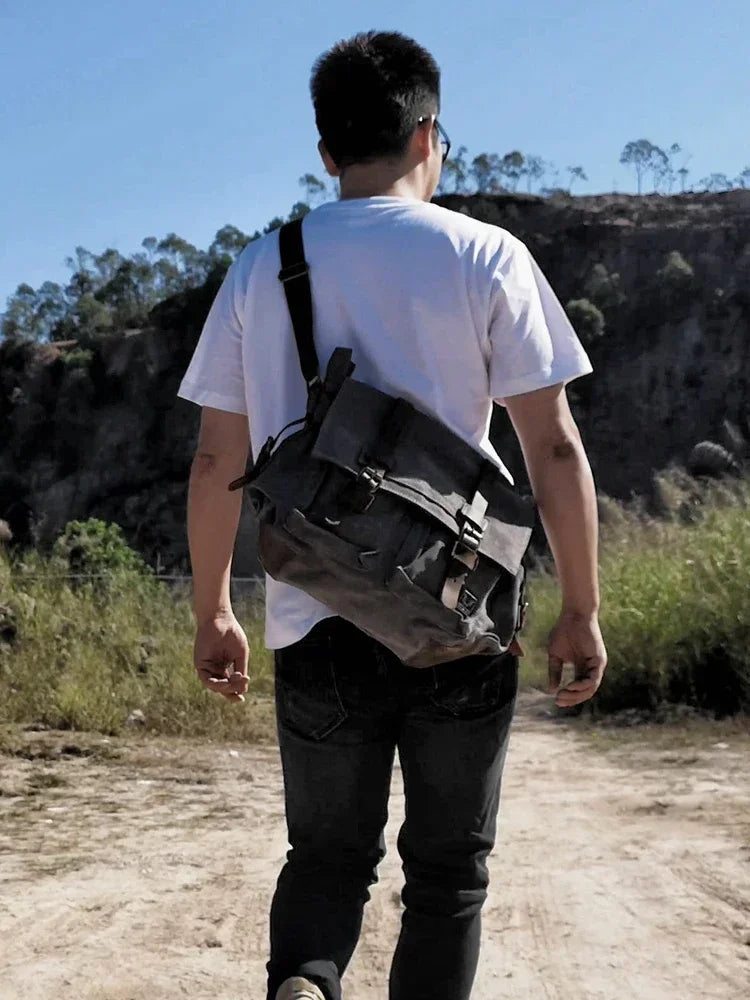Muchuan Canvas Leather Messenger Bag For Men Laptop Case - Smarsty