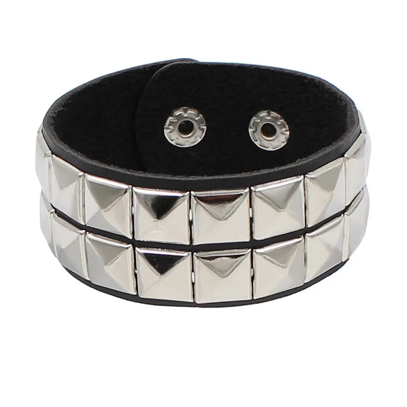 90s Punk Style PU Leather Spike Bracelet for Women - Smarsty