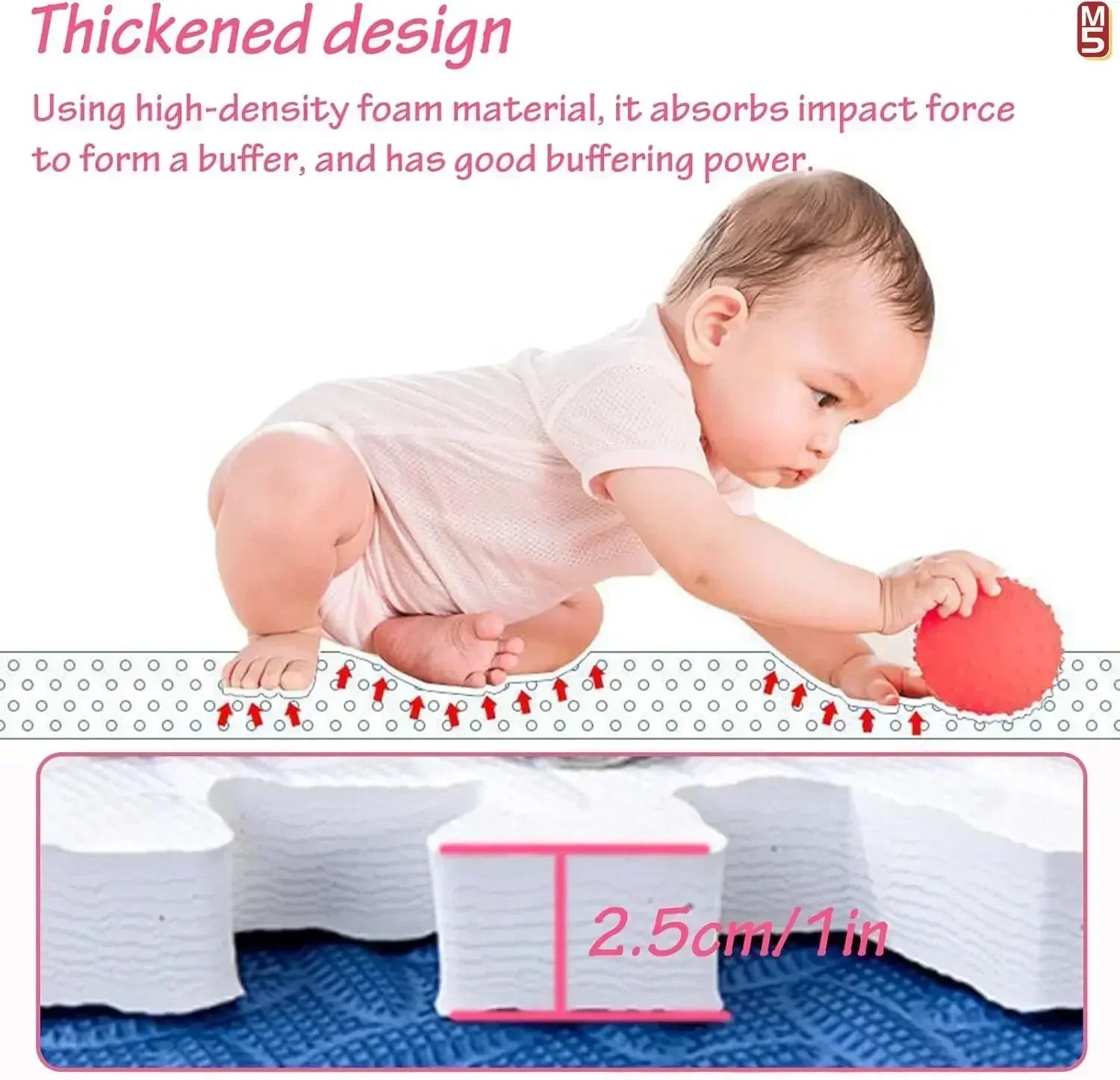 8Pcs/2.5cm Thick Nonslip Baby Crawling Play Mat Soundproof Puzzle Gym Mat for Children's Room and Eco-Friendly Puzzle Mat by Smarsty