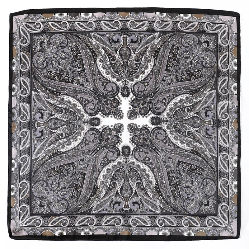 Bohemian Silk Square Scarf for Women Luxury Floral Print - Smarsty