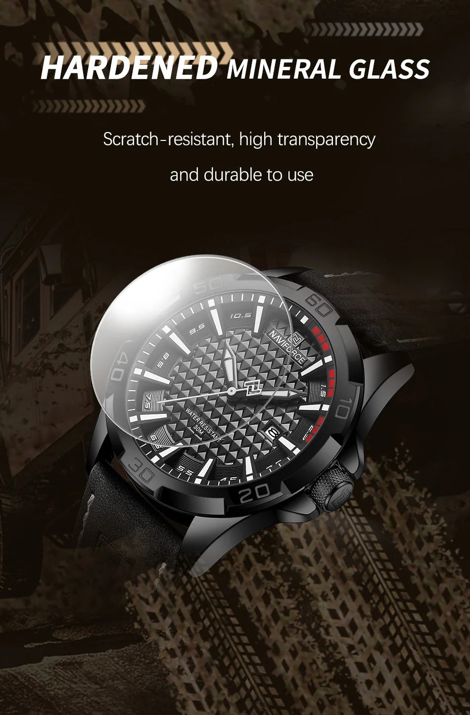 NAVIFORCE Men Fashion Waterproof Quartz Watch with Leather Strap - Smarsty