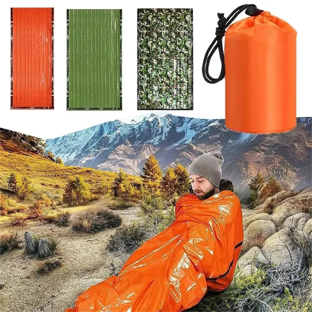 Emergency Sleeping Bag Ultra Waterproof Mylar Thermal Blankets Lightweight Survival Sleeping Bag Keep Warm for Camping Hiking by Smarsty