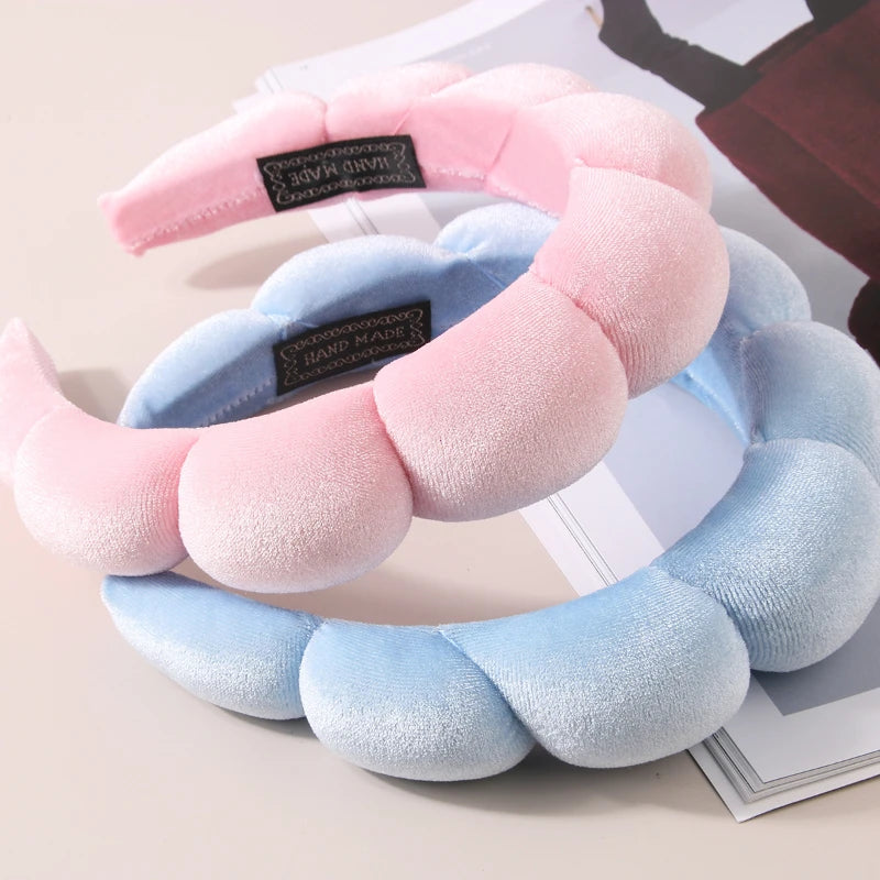 Soft Puffy Sponge Headband For Makeup Retro Terry Cloth - Smarsty