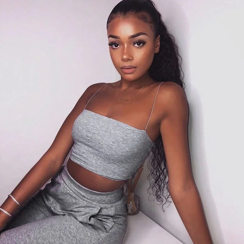 2024 New Fashion Women Spaghetti Strap Crop Top Sexy Bodycon Sleeveless Cami Tube Top Basic Plain Camisole - Smarsty