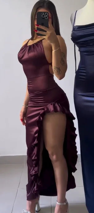 2024 Europe and the United States explosive new cross-border dress summer senior sense Y2K sexy halter Spice Girl dress - Smarsty