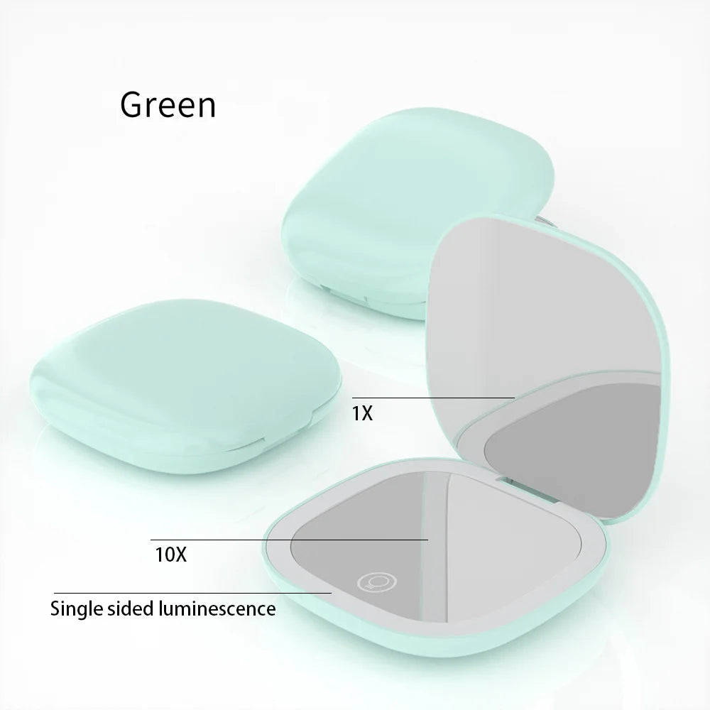 Compact Foldable LED Makeup Mirror With 5x/10x Magnification - Smarsty