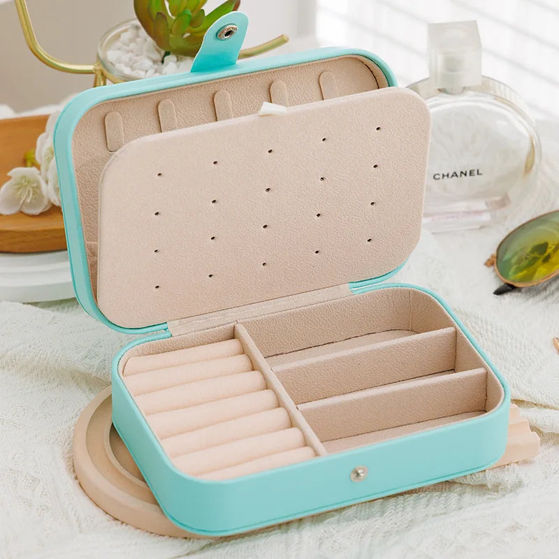 Portable Leather Jewelry Storage Box Travel Organizer - Smarsty