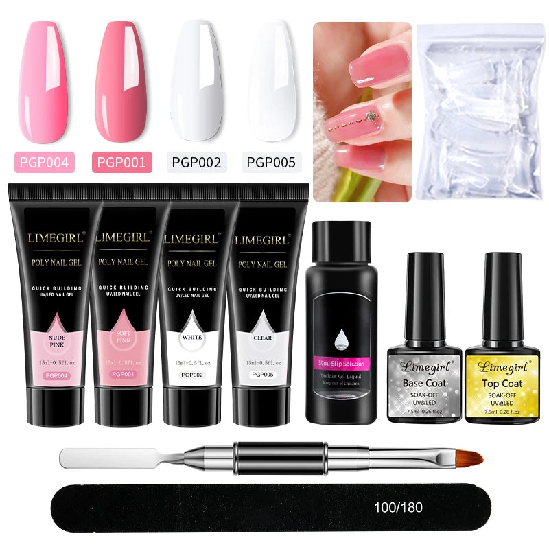 Nail Art Poly Gel Kit for Beginners with Soaking Solution - Smarsty