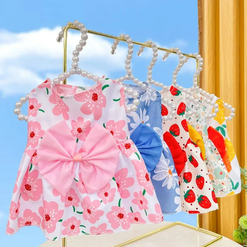 Cute Dog Princess Dress with Bow and Lace - Smarsty
