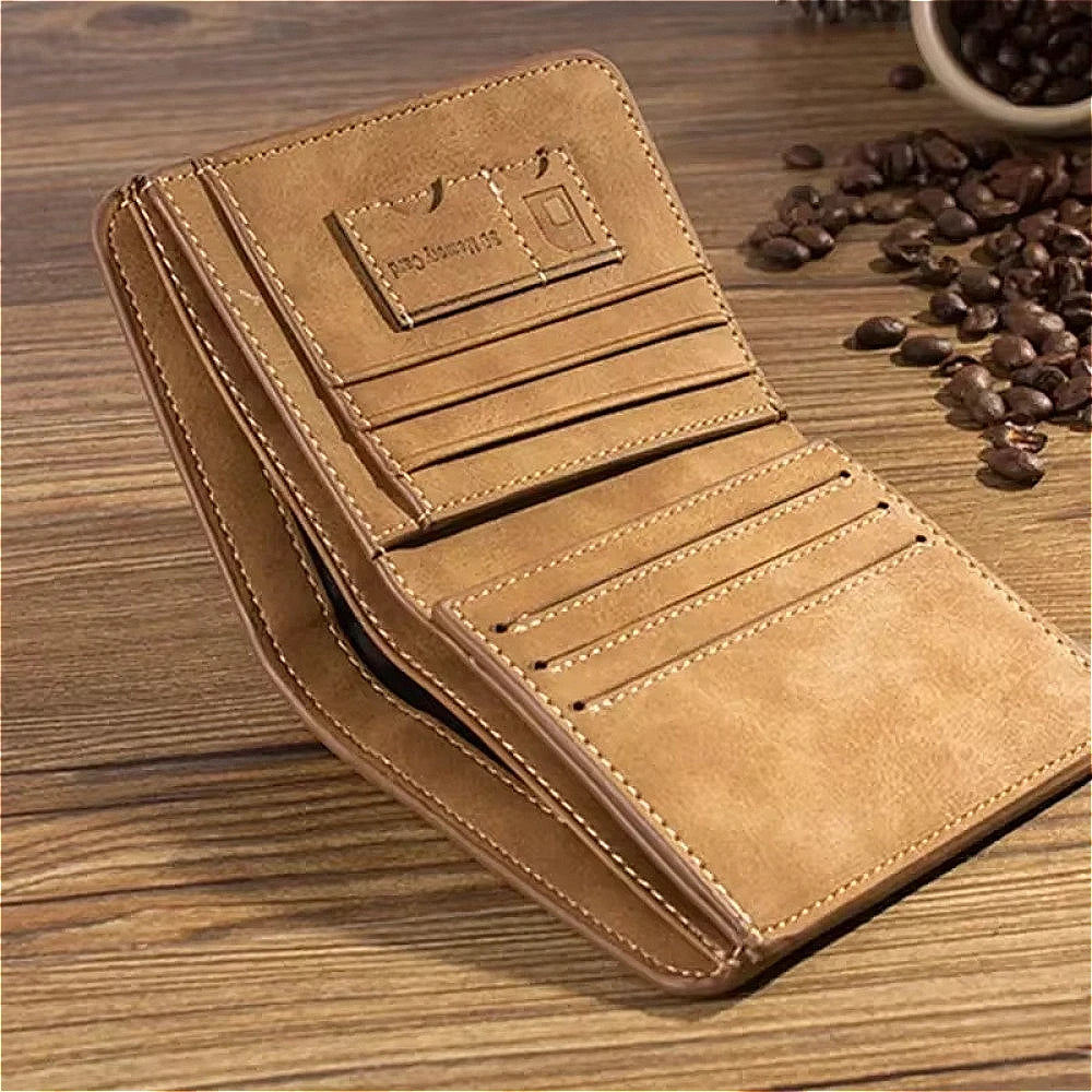 Men's Wallet Leather Billfold Slim Hipster Cowhide Credit Card/ID Holders Inserts Coin Purses Luxury Business Foldable Wallet - Smarsty
