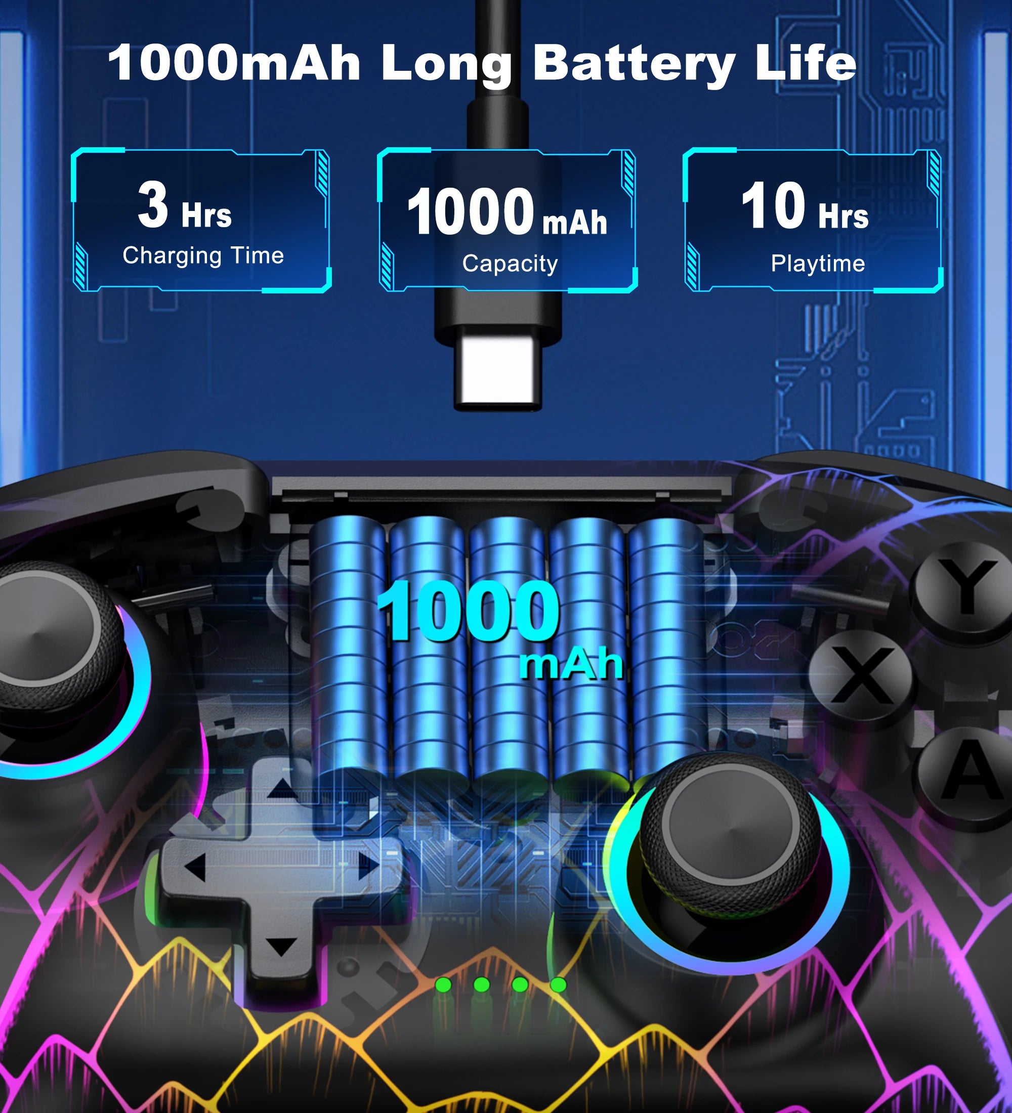 Dinofire Wireless Bluetooth RGB Controller for Nintendo Switch - Smarsty