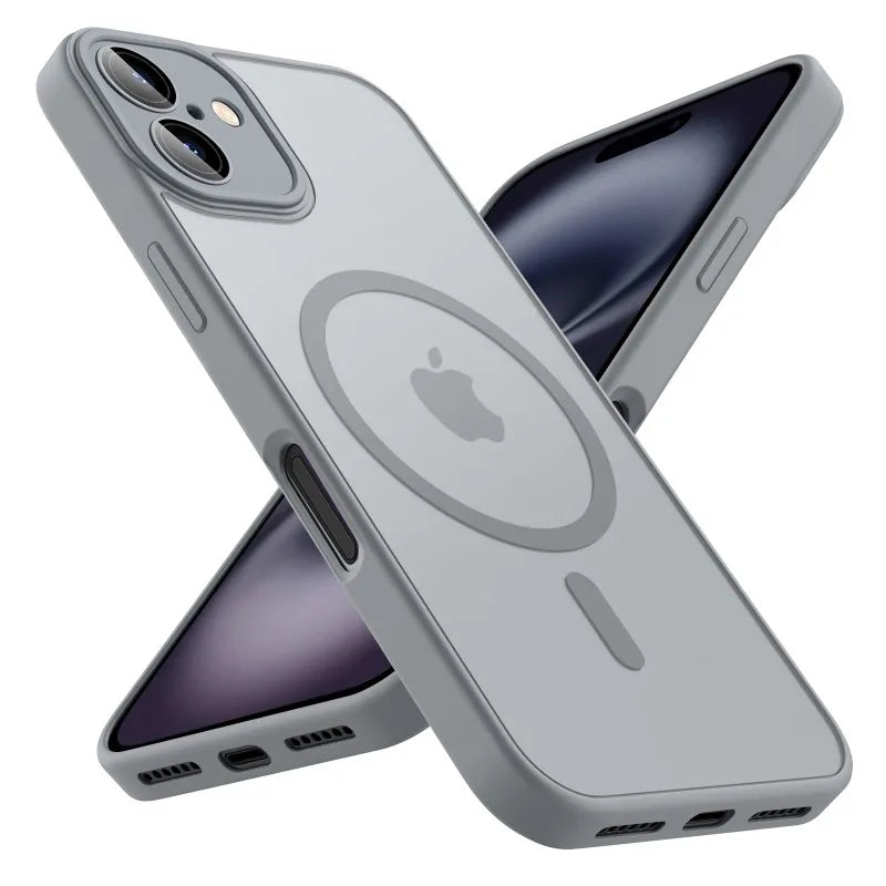 Luxury Frosted Phone Case For iPhone 16 15 14 13 12 11 Pro Max Plus 17 Air For Magsafe Matte Transparent Magnetic Cover - Smarsty