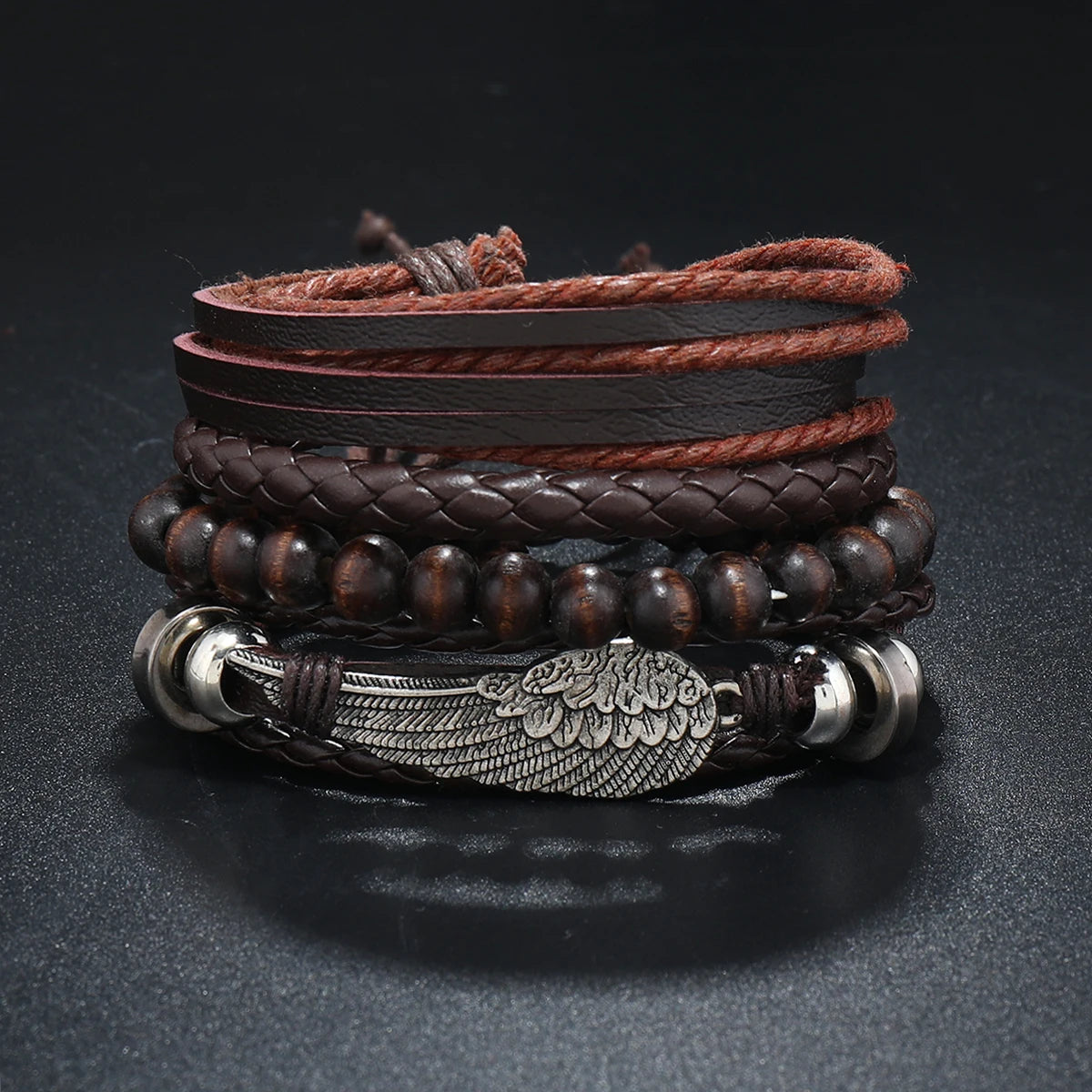 Men’s Leather Braided Bracelets Vintage Ethnic Wristband - Smarsty