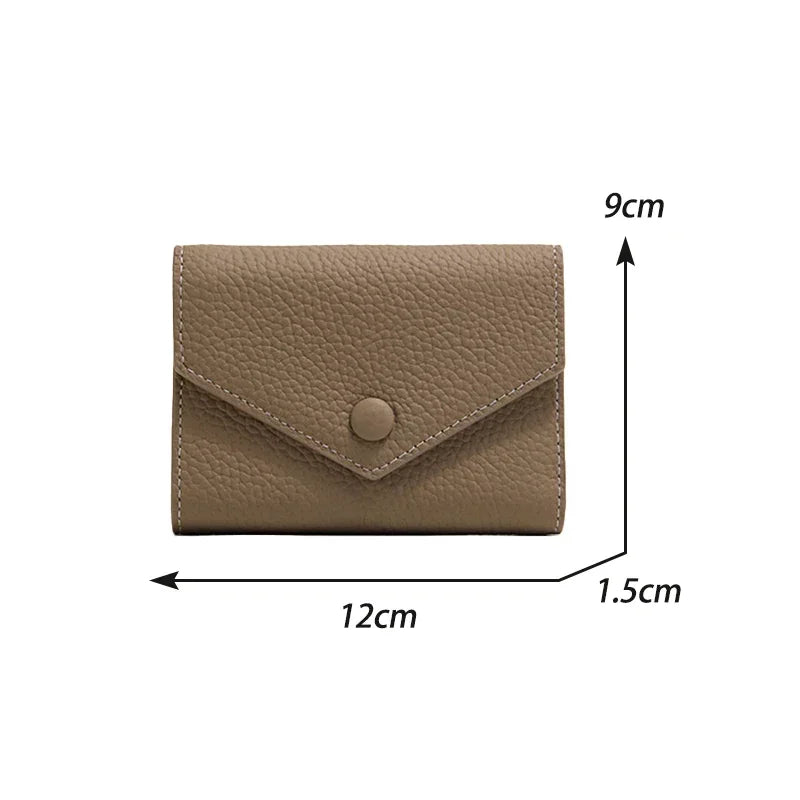 New PU Leather Small For Women Wallet Luxury Envelope Card Holder Brand Designer Multipurpose Zip Coin Cowhide Short Purse 2024