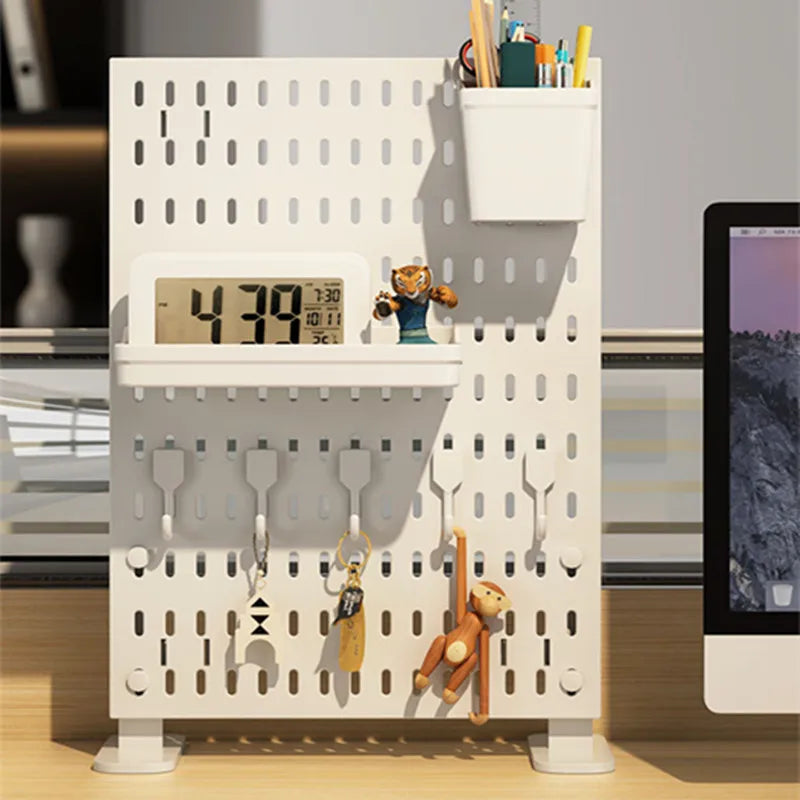 Punch-free Hole Board Vertical Desktop Wall Hanging Office Desk Storage Shelf Reading Room Desktop kitchen Bathroom Storage Rack by Smarsty