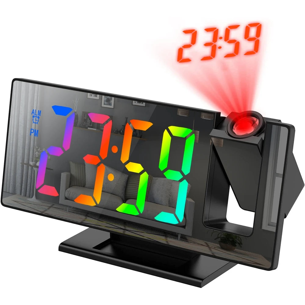 180 Degree Projection Alarm Clock with USB Charging - Smarsty