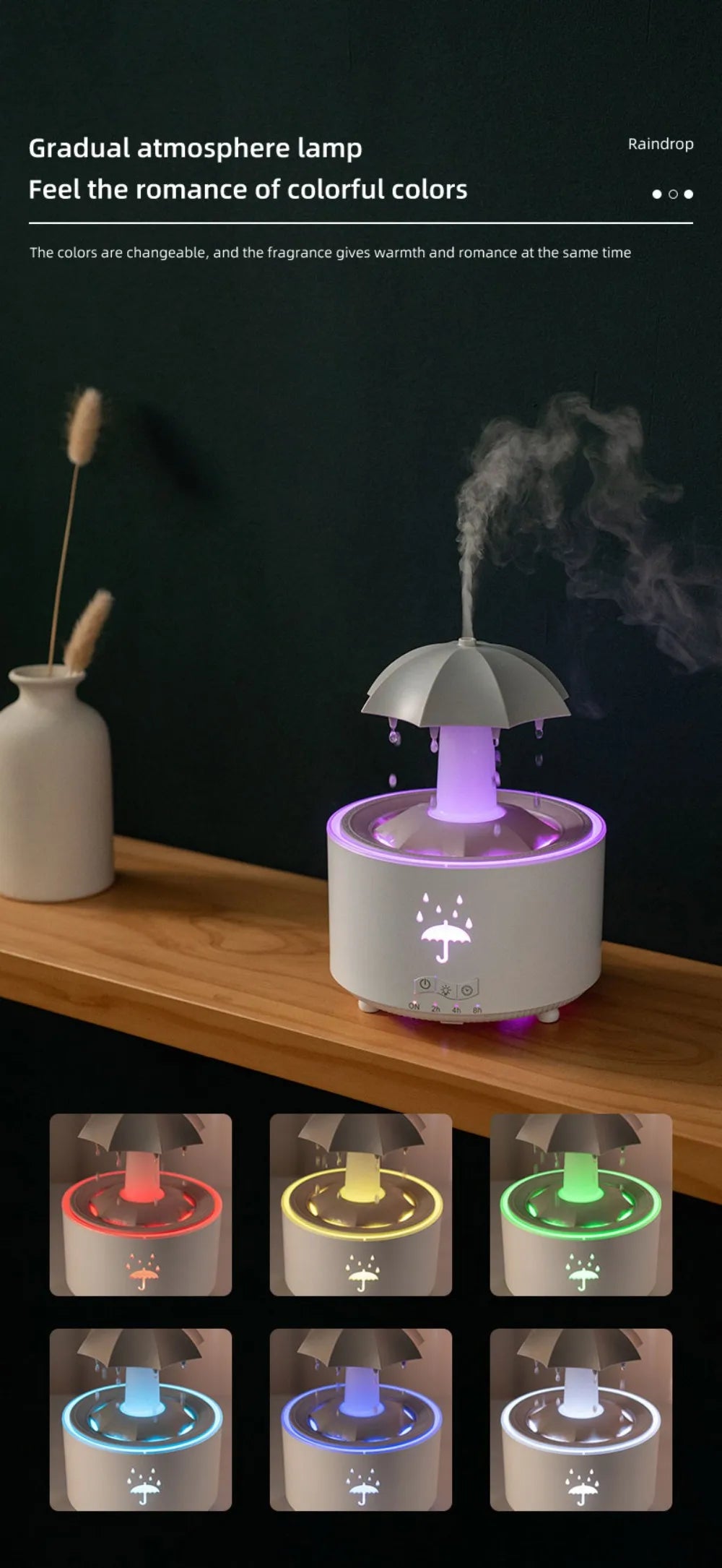 Rotating Umbrella Humidifier with Colorful Night Lights - Smarsty
