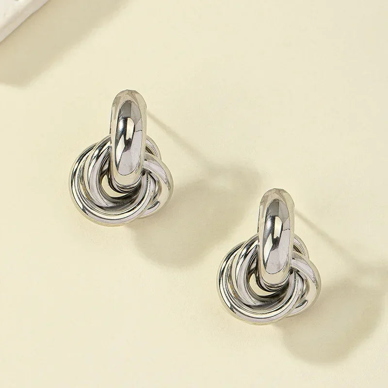 Gold Silver Knot Stud Earrings For Daily Trendy Wear - Smarsty