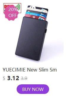 YUECIMIE Slim Aluminum Wallet With Elasticity Back Pouch ID Credit Card Holder Mini RFID Wallet Automatic Pop up Bank Card Case